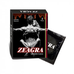 Zeagra Super Dotted Condoms (Pack of 3 Pieces) | Chocolate Flavour