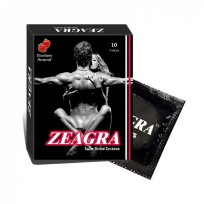 Zeagra Dotted Condoms - Strawberry Flavour | 10 Pcs Box