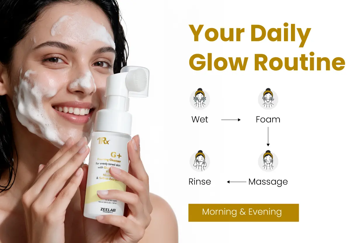zeelab g plus foaming cleanser daily glow routine