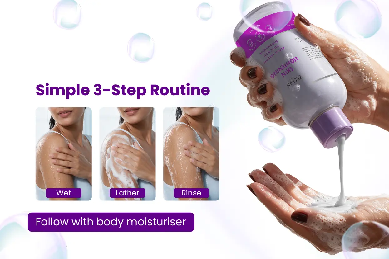 kojic acid body wash 3-step skincare routine