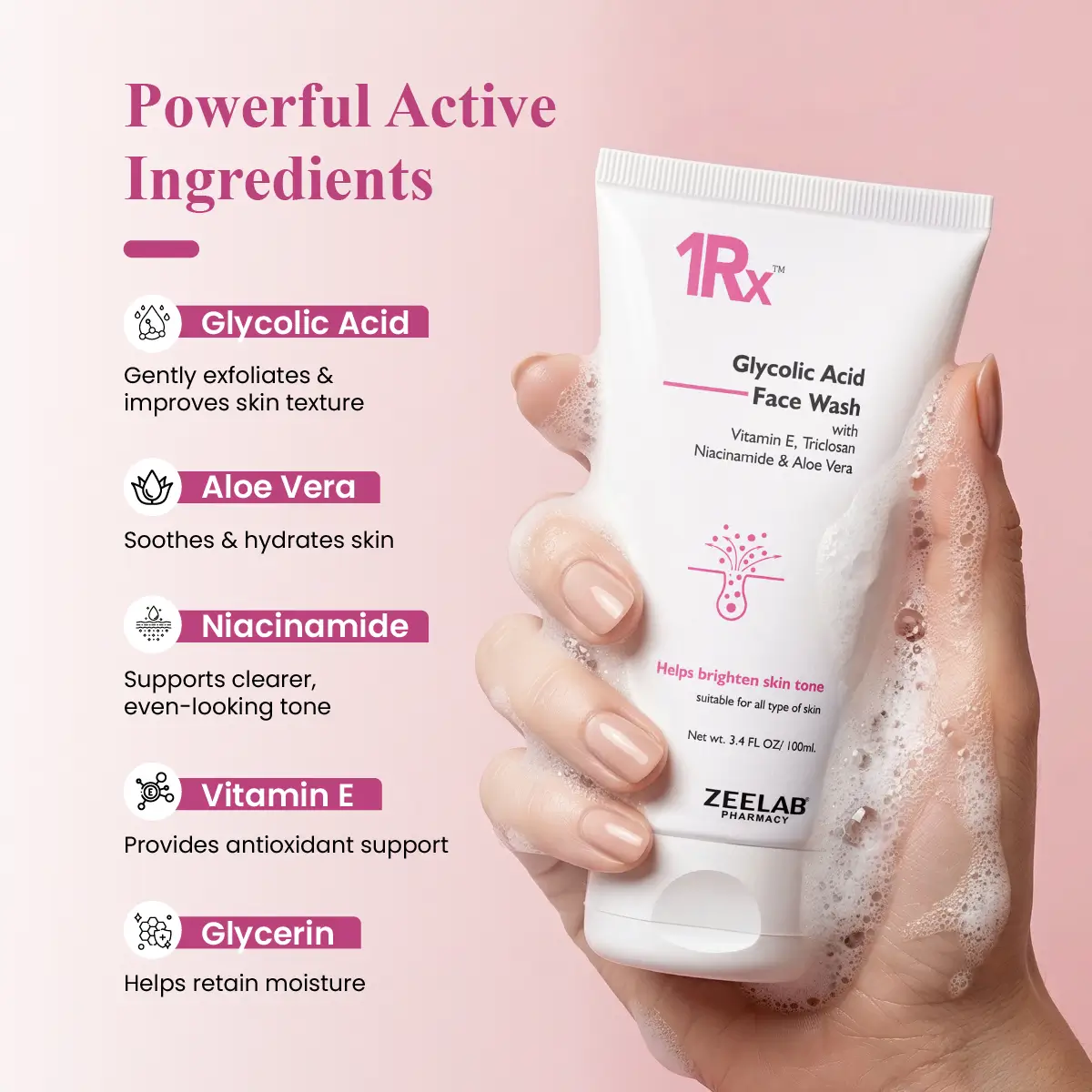 1RX Glycolic Acid Face Wash 100gm