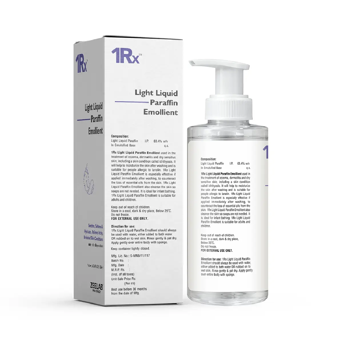 1RX Light Liquid Paraffin Emollient 200ml