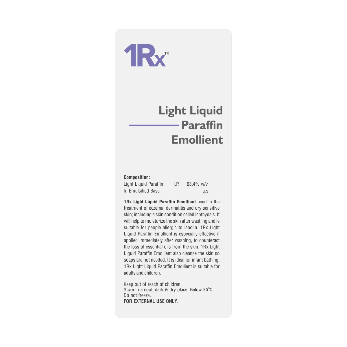 1RX Light Liquid Paraffin Emollient 200ml