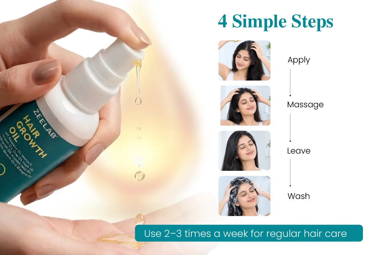 1. how to apply zeelab hair growth oil for hair care