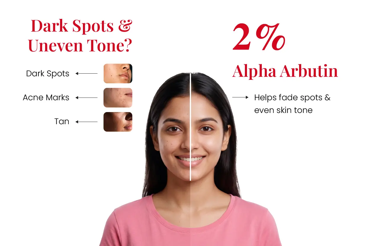 alpha arbutin 2% serum for dark spots acne marks and uneven skin tone