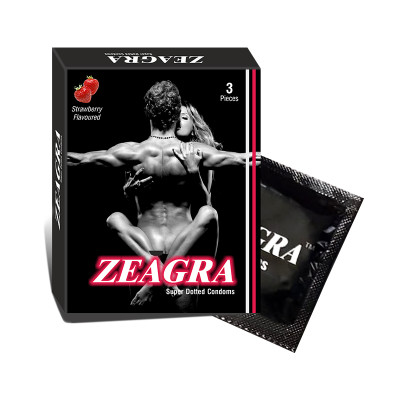 Zeagra Super Dotted Condoms (Pack of 3 Pieces) | Strawberry Flavour Zeagra Super Dotted Condoms (Pack of 3 Pieces) | Strawberry Flavour