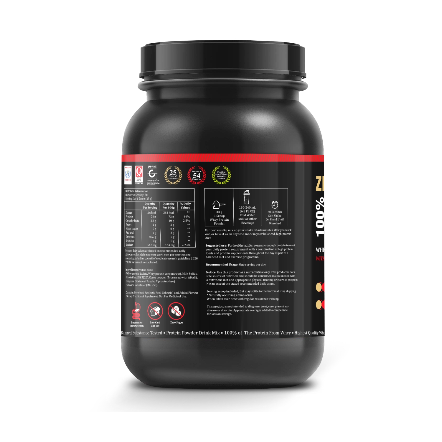 ZEEGOLD 100% Whey Protein Isolate Powder Rich Chocolate Flavour