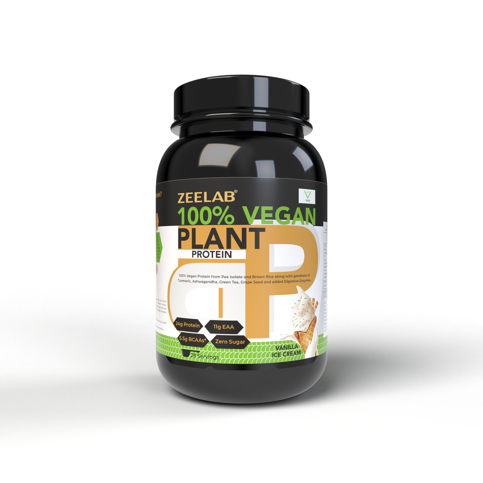 ZEELAB 100% Vegan Plant Protein Vanilla Ice Cream 2.2lb
