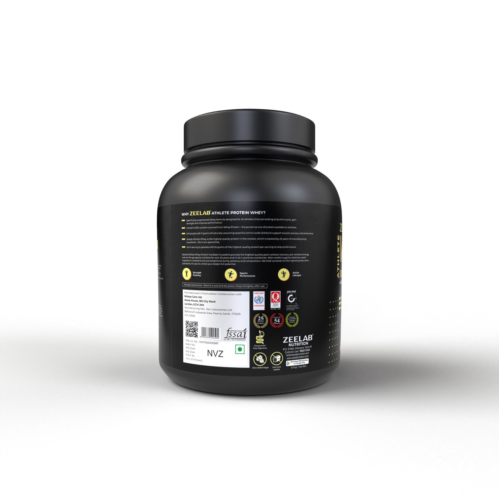 Zeelab Athlete 100% Whey Protein 2 kg (4.4 lb) Banana Shake