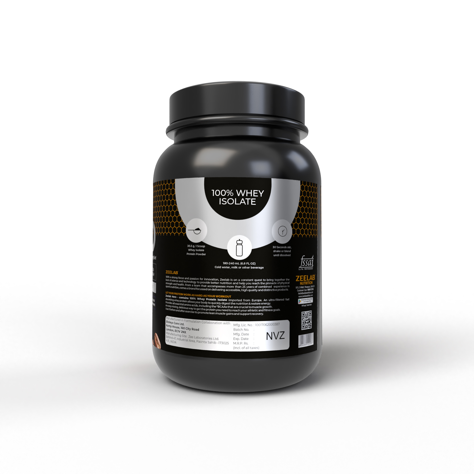 ZEELAB HERO 100% Whey Protein Isolate Cafe Mocha 909 gms