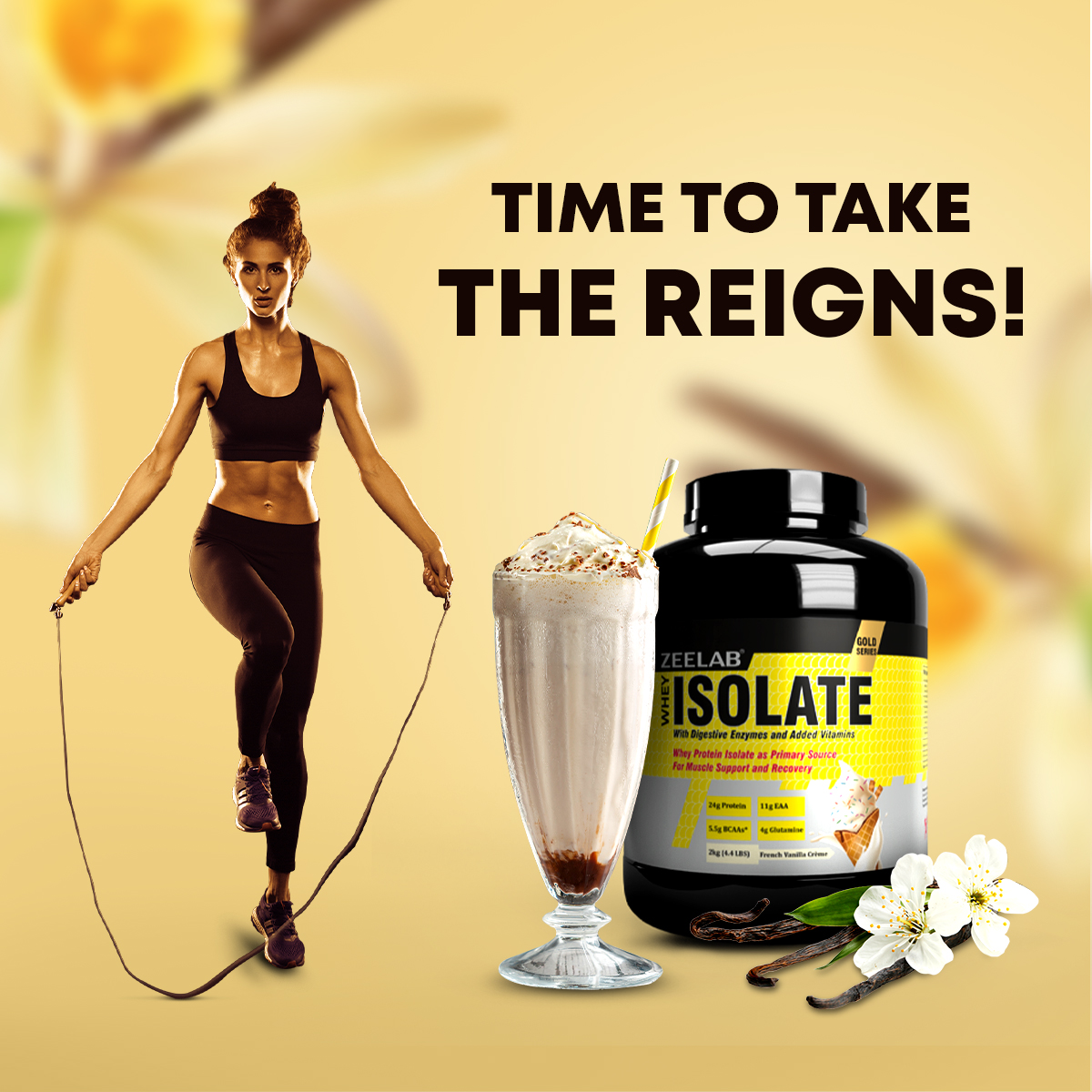 ZEELAB Whey Protein Isolate Powder French Vanilla Creme