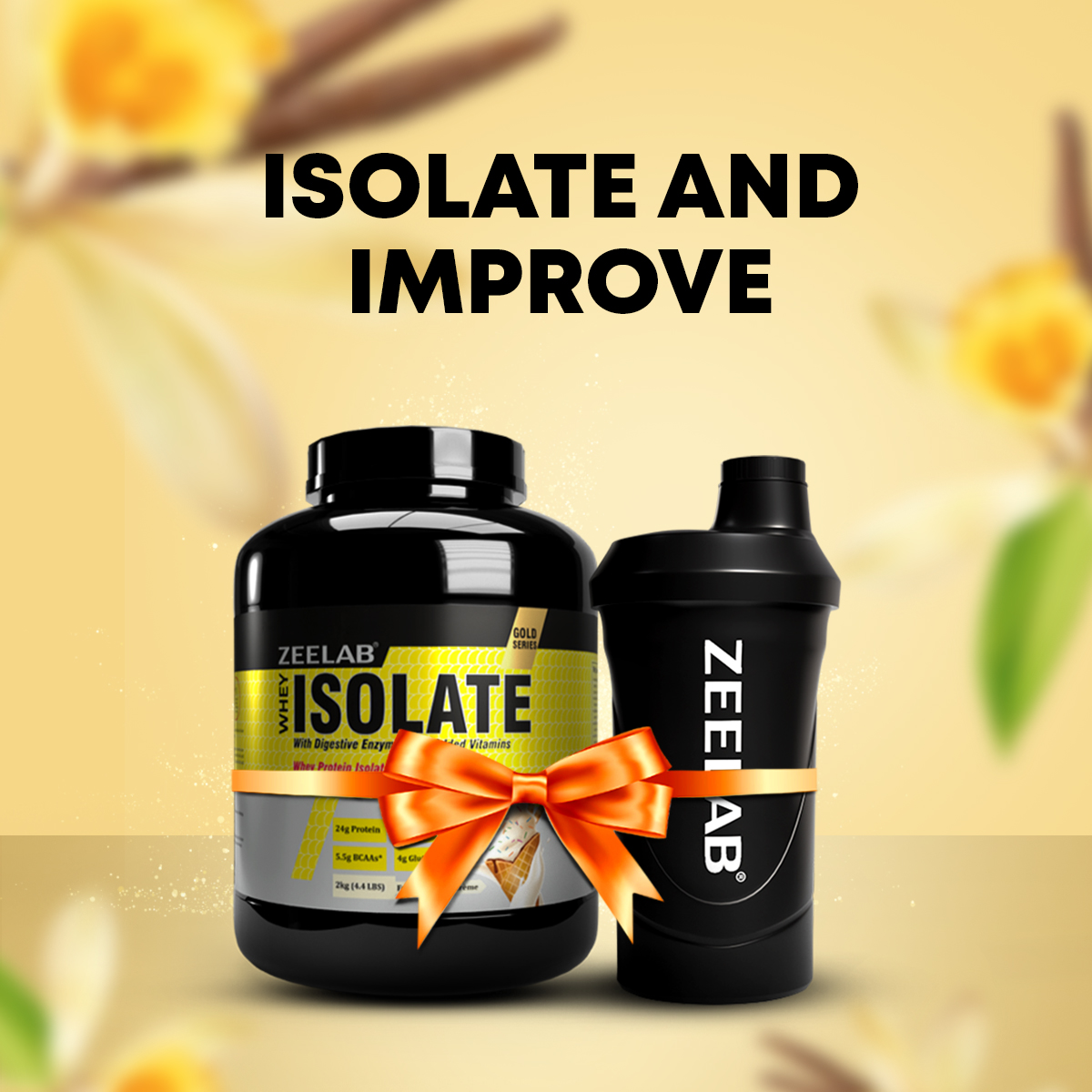 ZEELAB Whey Protein Isolate Powder French Vanilla Creme