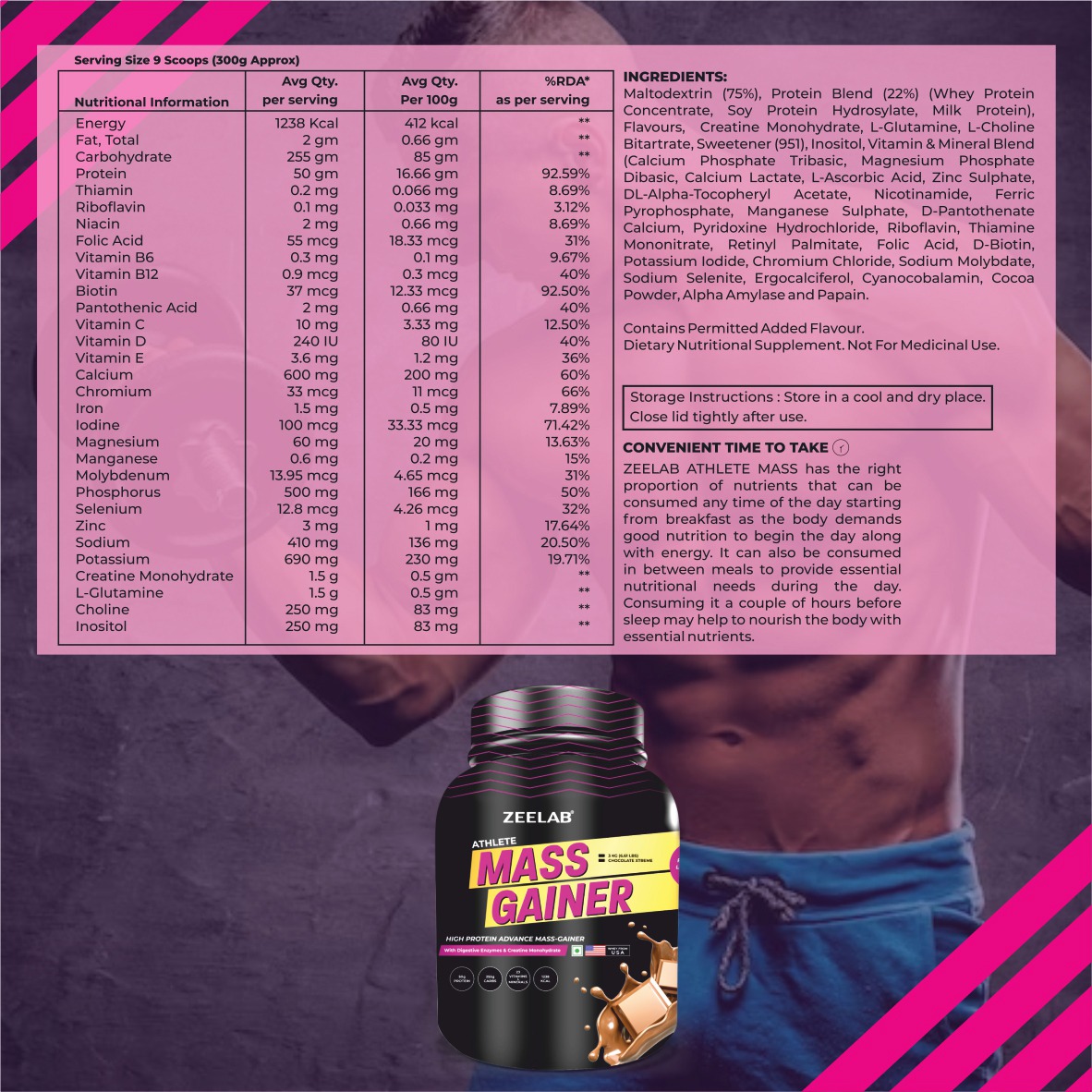 ZEELAB Athlete Mass Gainer 3Kg Chocolate Xtreme