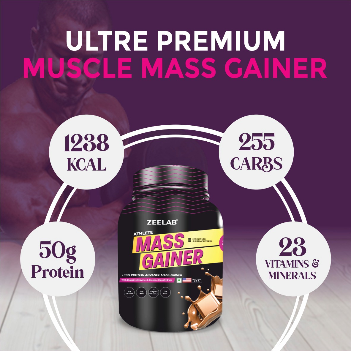 ZEELAB Athlete Mass Gainer 3Kg Chocolate Xtreme