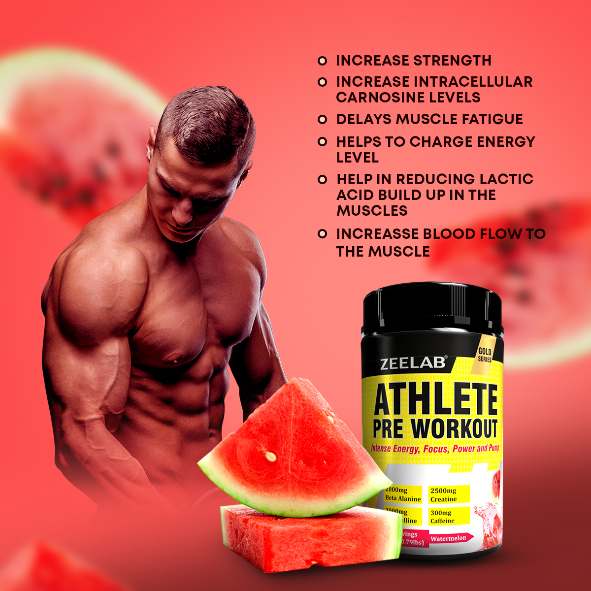 Zeelab Athlete Pre Workout 360 g (0.79 lb) Watermelon