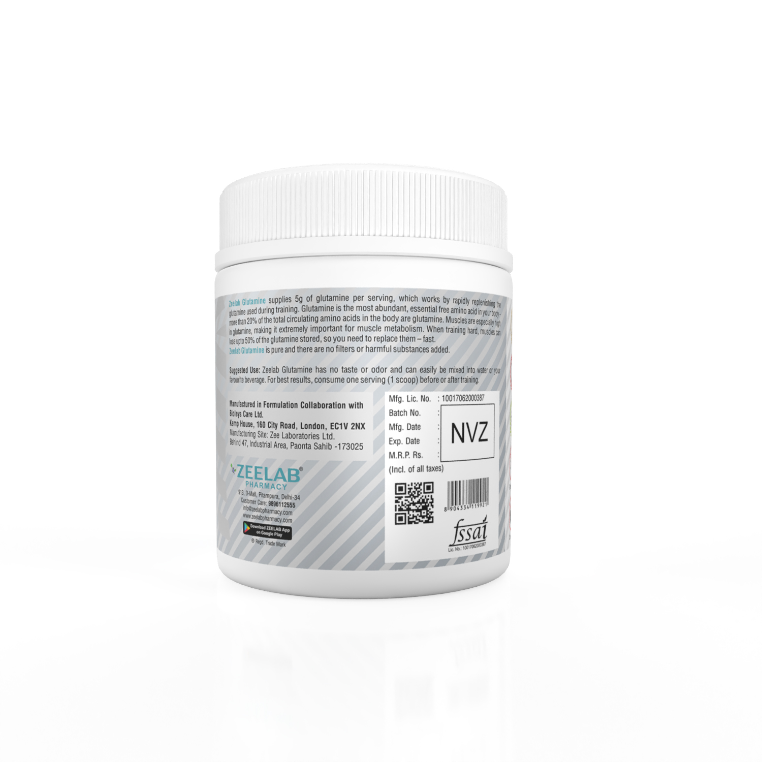 Zeelab L-Glutamine Powder 250 gm