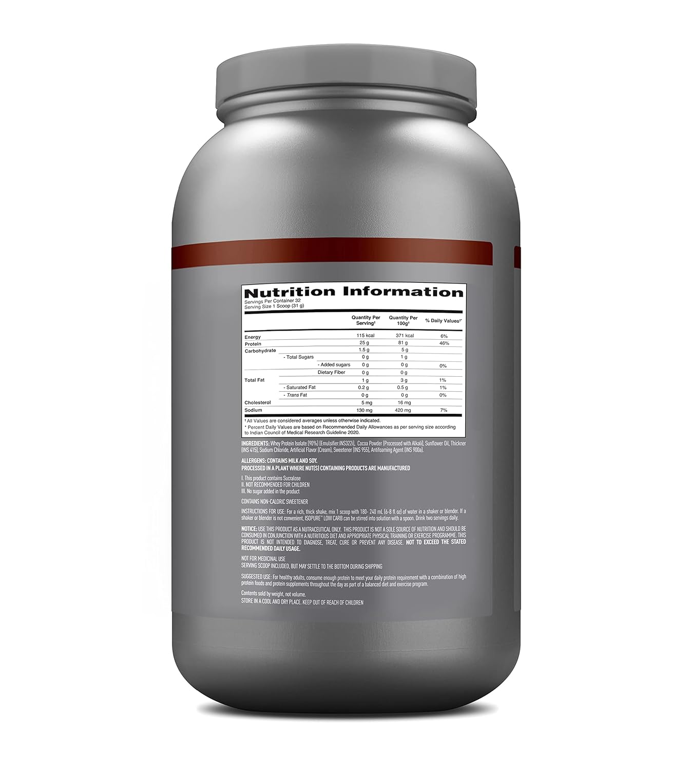 Isopure Low Carb Protein Powder Dutch Chocolate 1 Kg