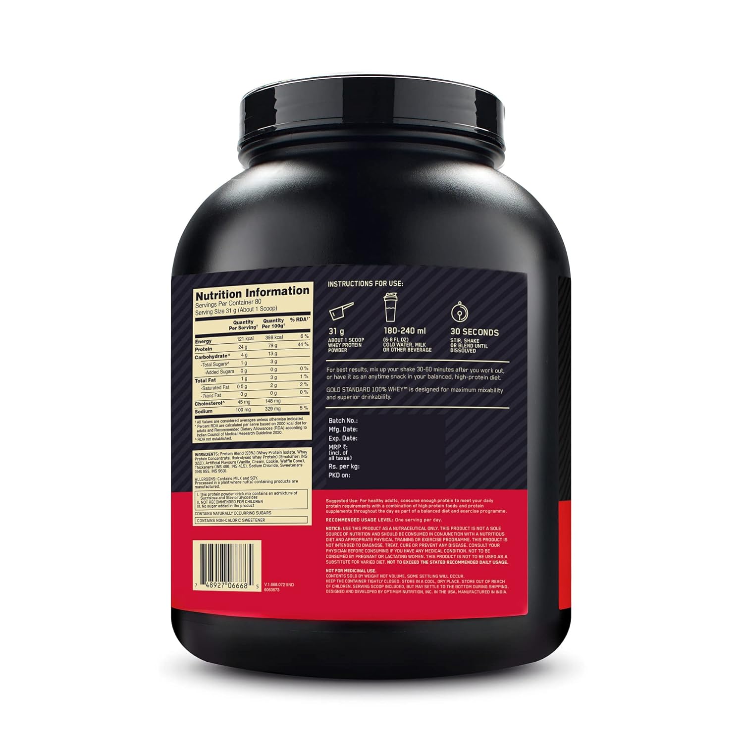 Optimum Nutrition (ON) Gold Standard Whey Protein Vanilla Ice Cream 2.5 kg