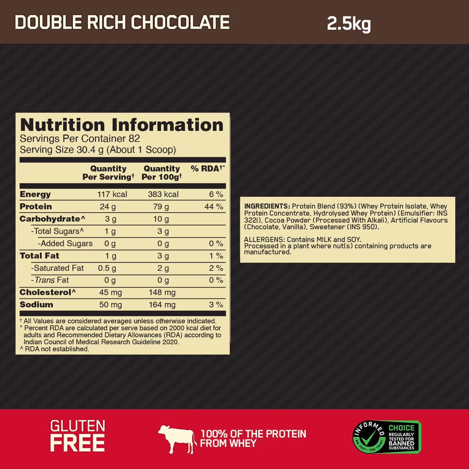 Optimum Nutrition (ON) Gold Standard Whey Protein Double Rich Chocolate 2.5 kg
