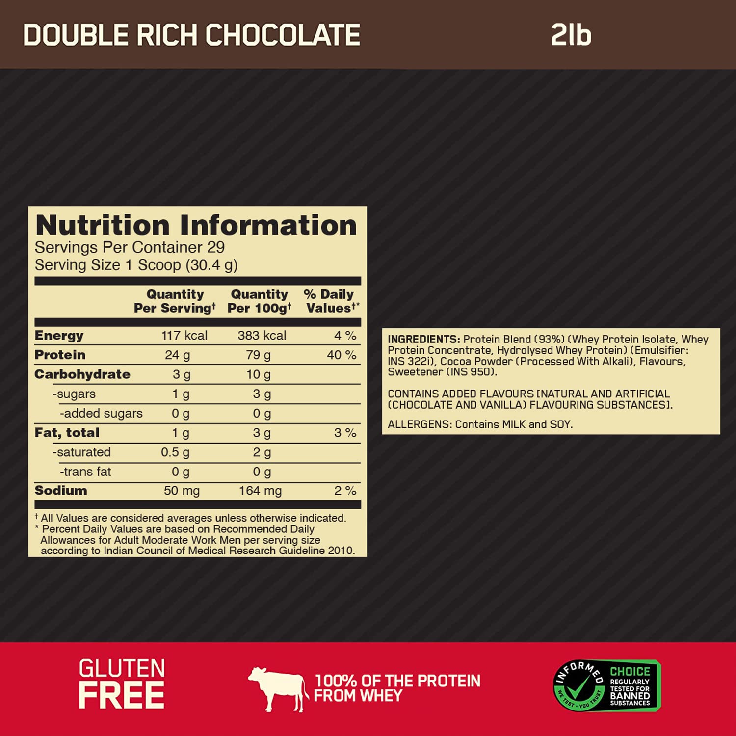 Optimum Nutrition (ON) Gold Standard Whey Protein Double Rich Chocolate 907 g