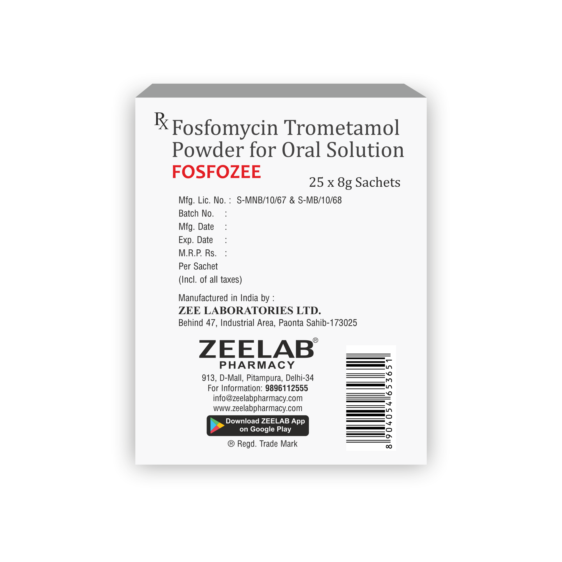Fosfozee Fosfomycin Sachet