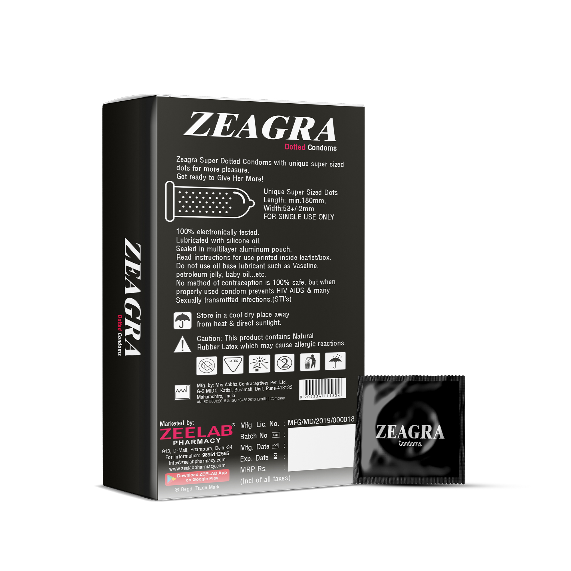 Zeagra Dotted Condoms - Chocolate Flavor | 10 Pcs Box
