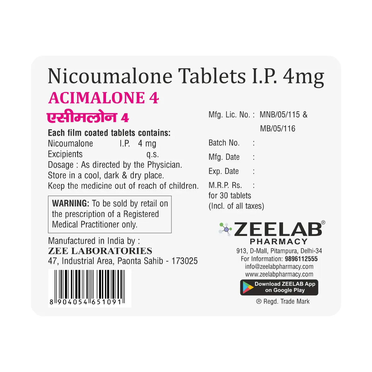 Acimalone 4 Tablet