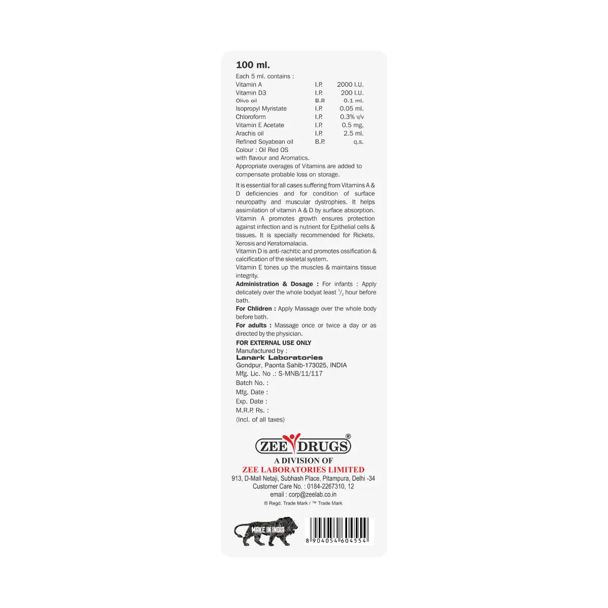 AD Vitamin Baby Oil 100ml