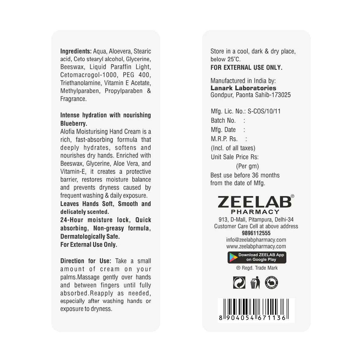 ALOFIA Moisturising Hand Cream &ndash; Blueberry