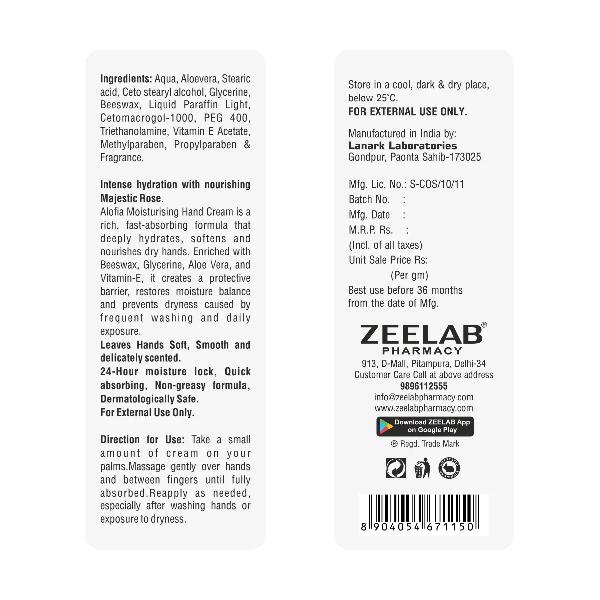 ALOFIA Moisturising Hand Cream &ndash; Majestic Rose