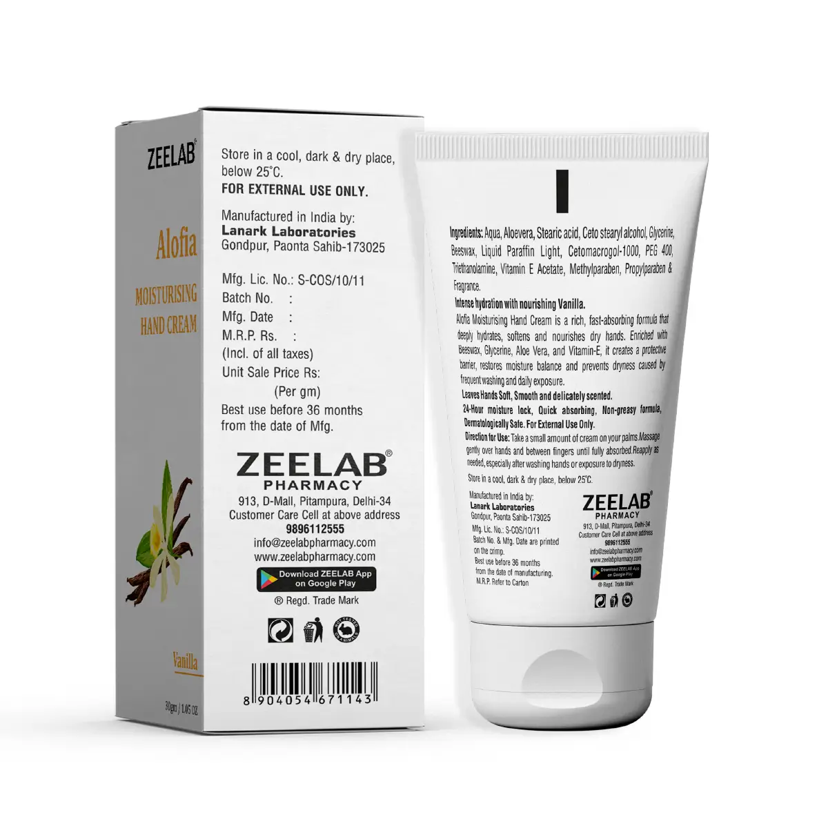 ALOFIA Moisturising Hand Cream &ndash; Vanilla