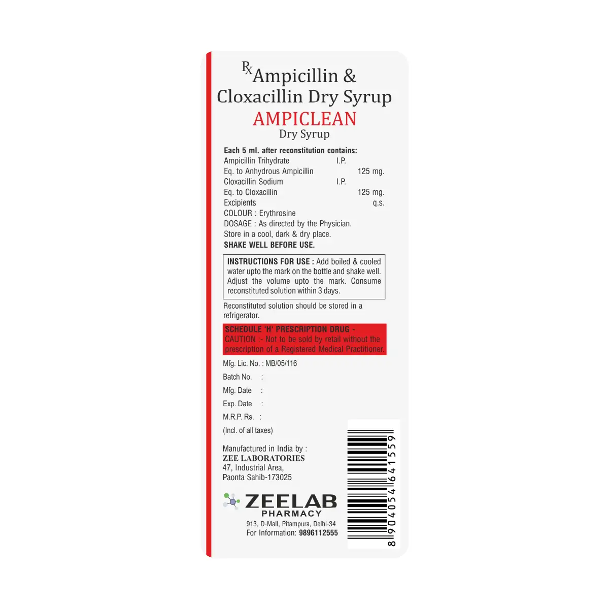 Ampiclean Antibiotic Dry Syrup
