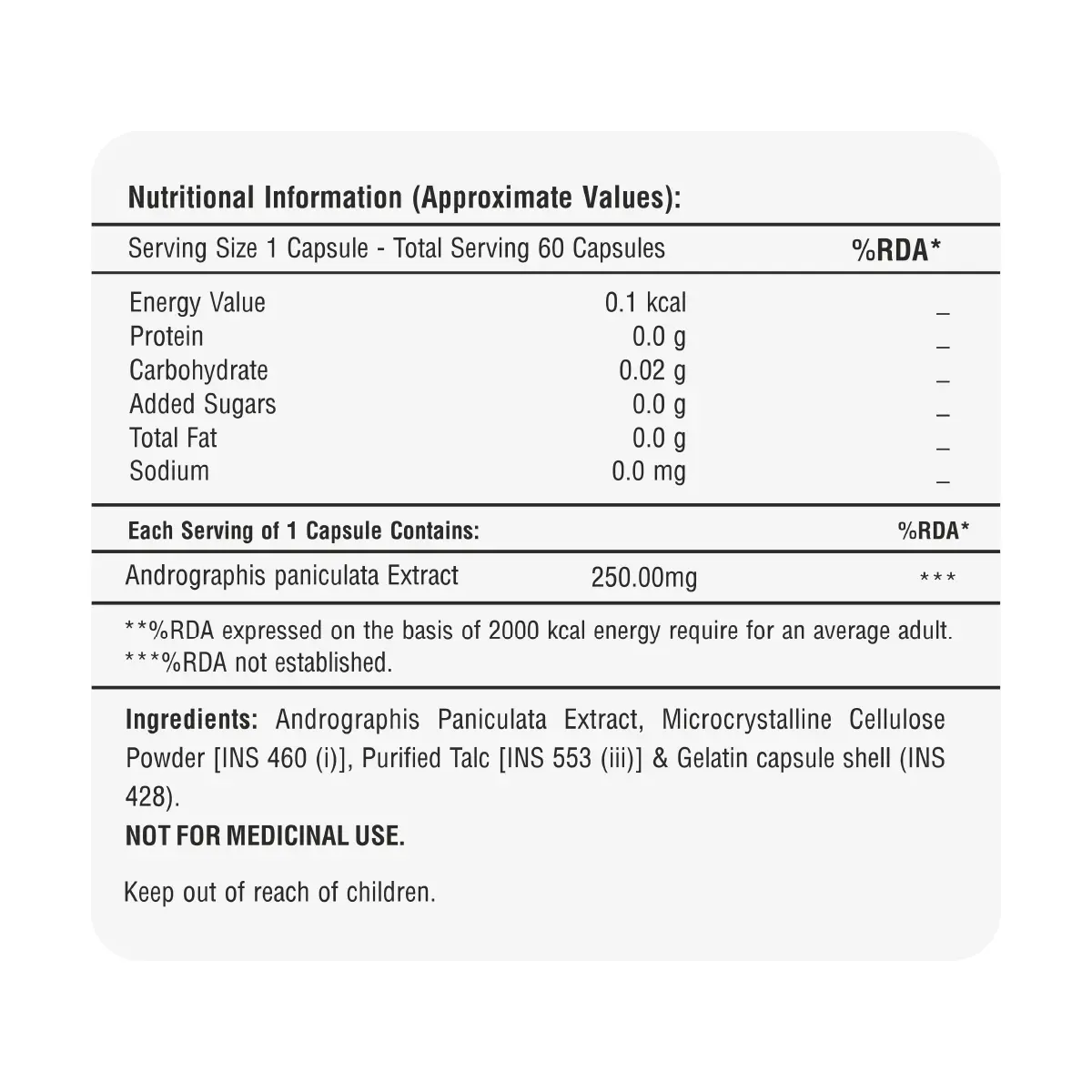 Andrographis Paniculata 60 Capsules