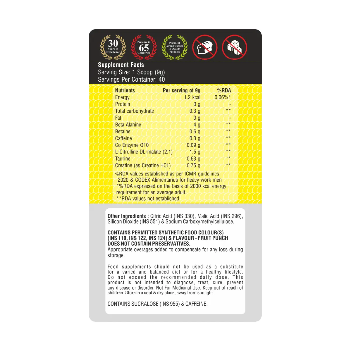 Zeelab Athlete Pre Workout Fruit Punch - 360gm