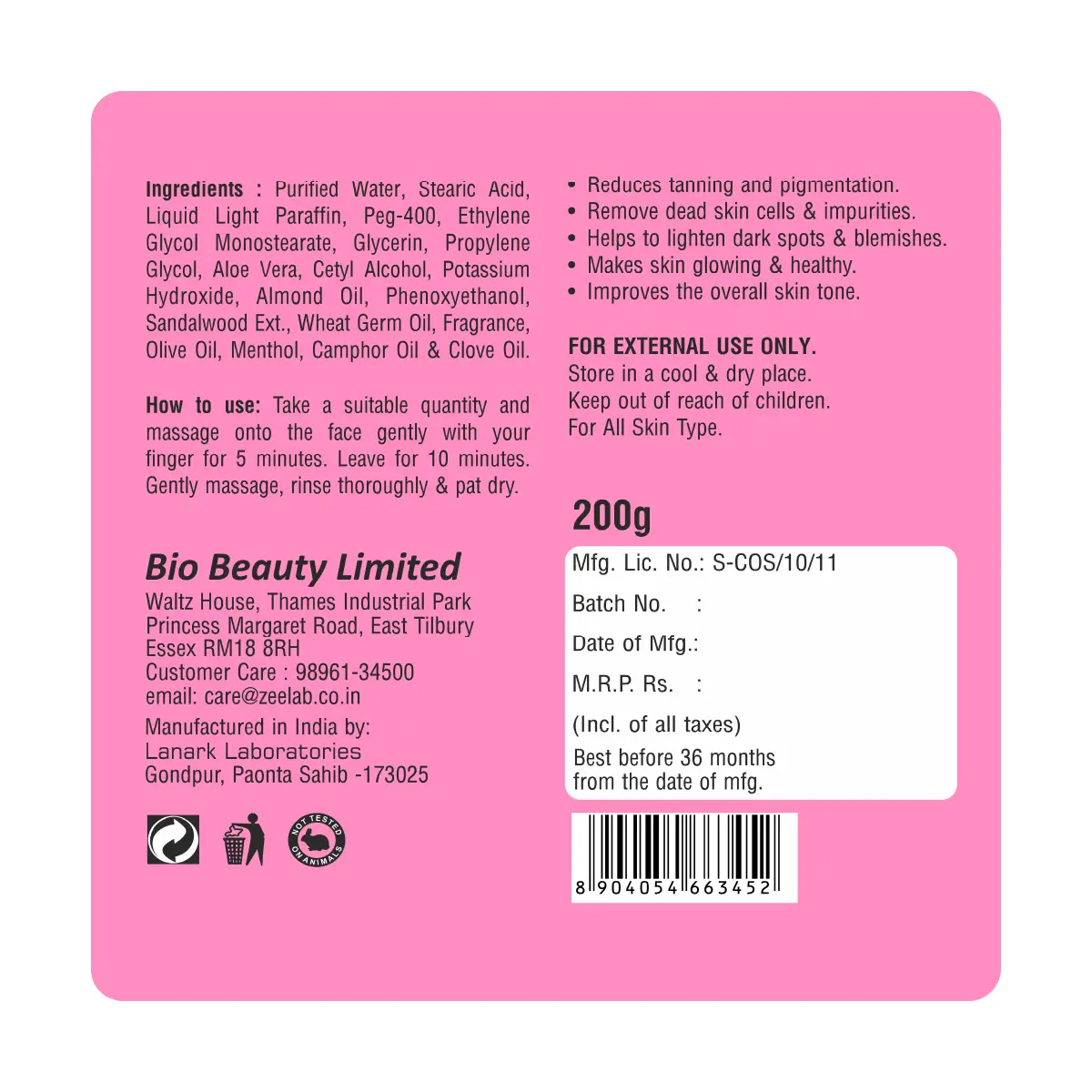 Bio Beauty De-Tan Cleanser | Tan Removal