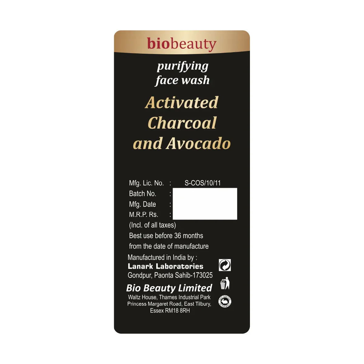bio beauty face wash 100ml with activated charcoal and avocado