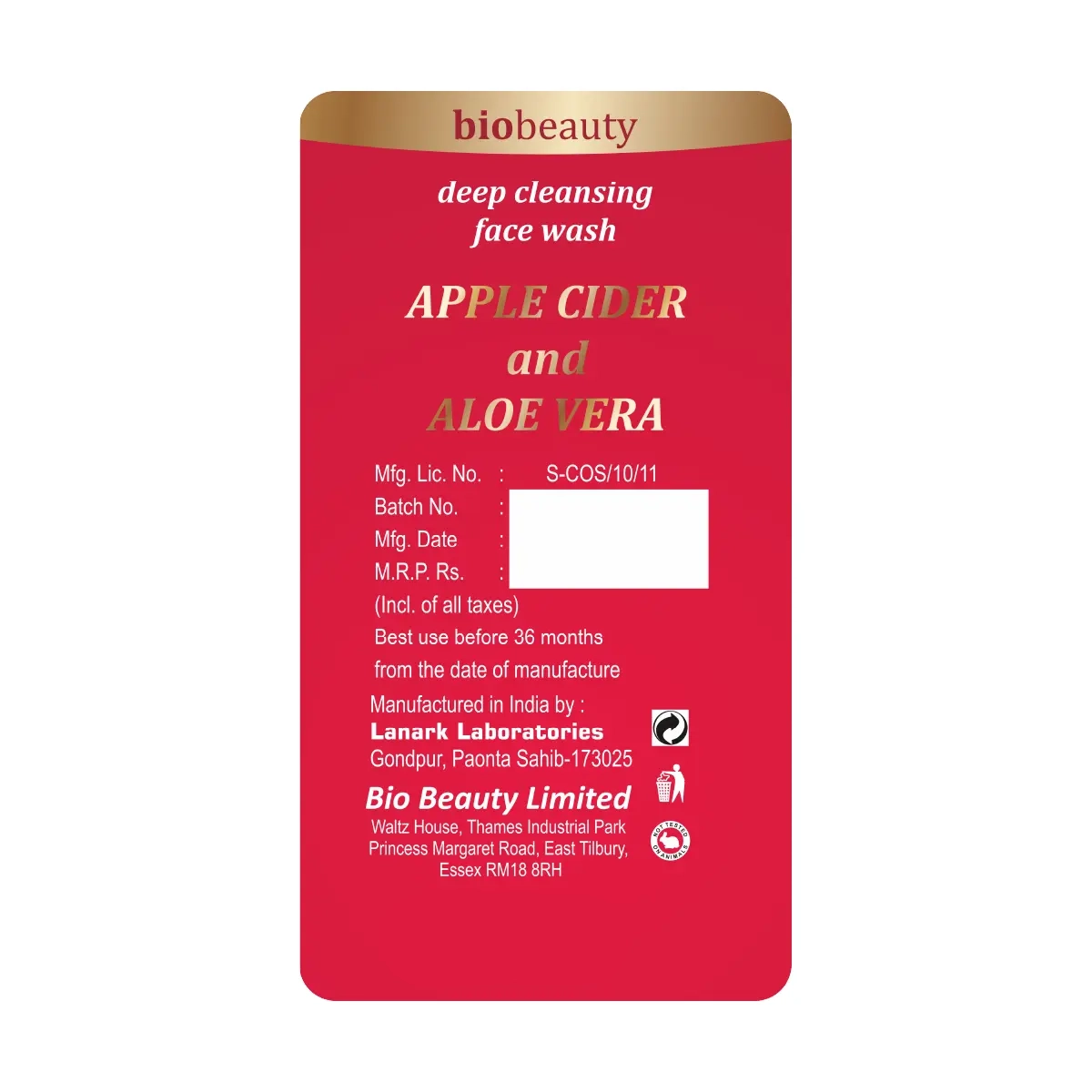 bio beauty face wash 100ml with apple cider and aloe vera face wash
