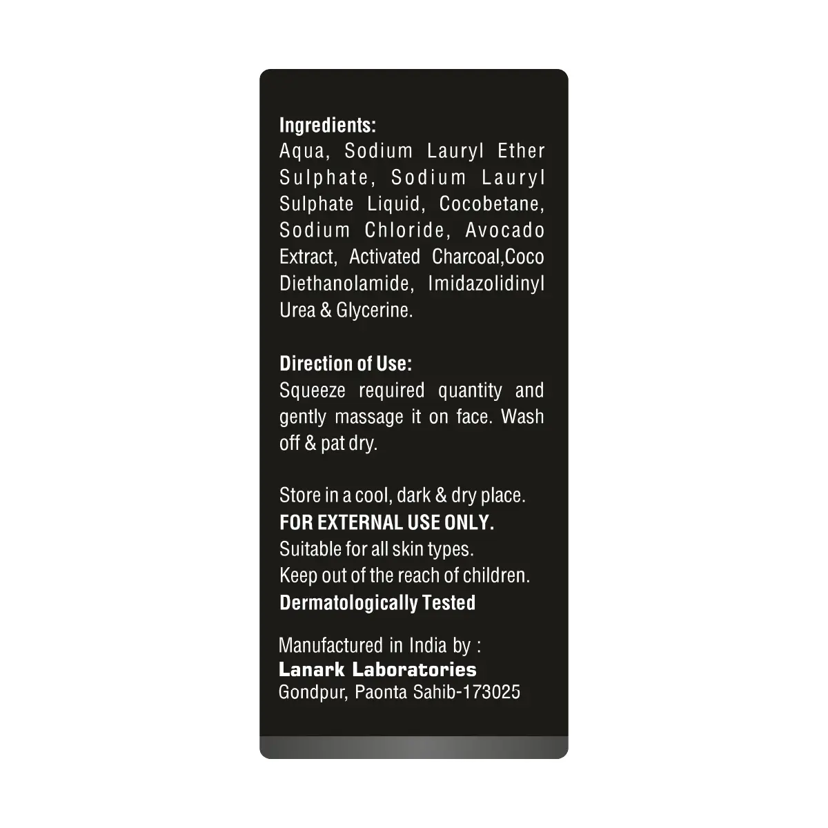 bio beauty face wash 100ml with activated charcoal and avocado