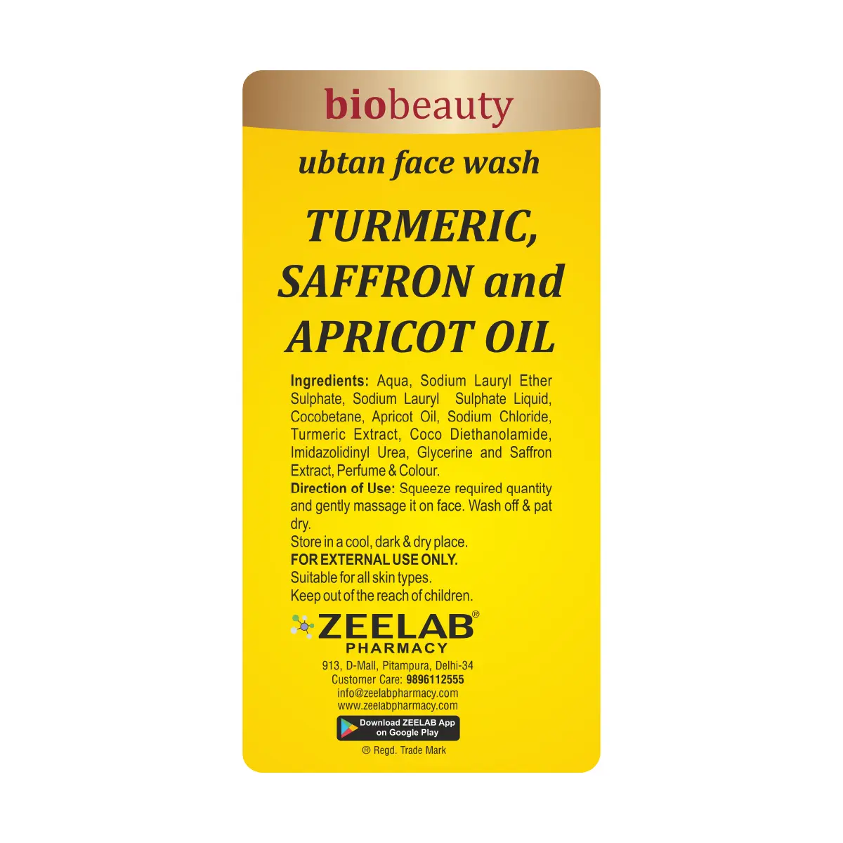 bio beauty ubtan face wash 100ml with turmeric saffron and apricot