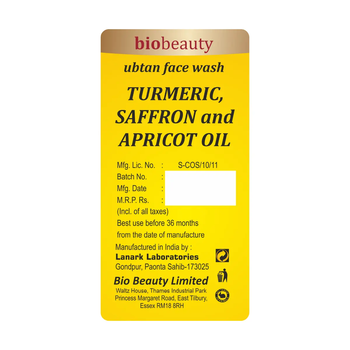 bio beauty ubtan face wash 100ml with turmeric saffron and apricot