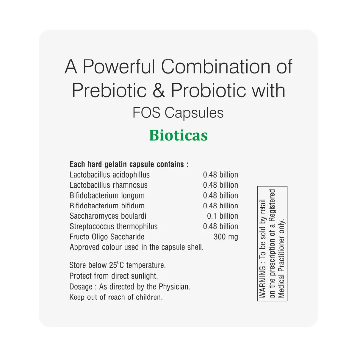 Bioticas Prebiotic & Probiotic Capsule | Supports Digestive & Gut Health