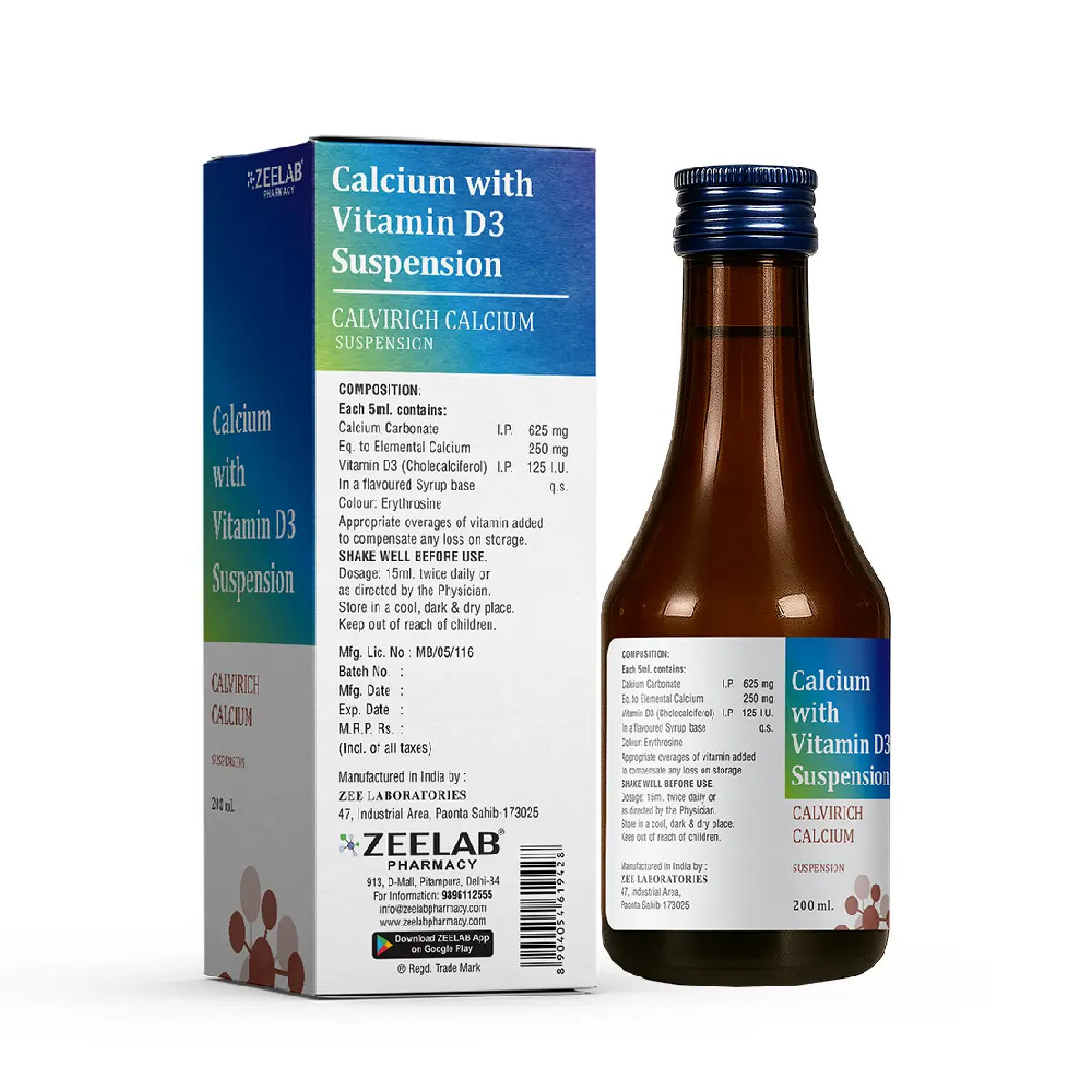 Calvirich Calcium Suspension 200 ml | For Supplement for Bone Health