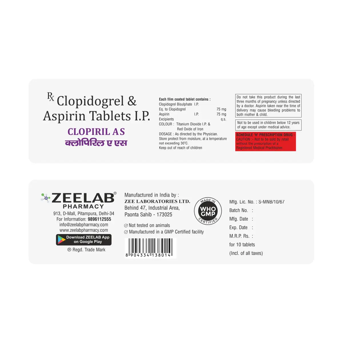 Clopiril AS Antiplatelet Tablets