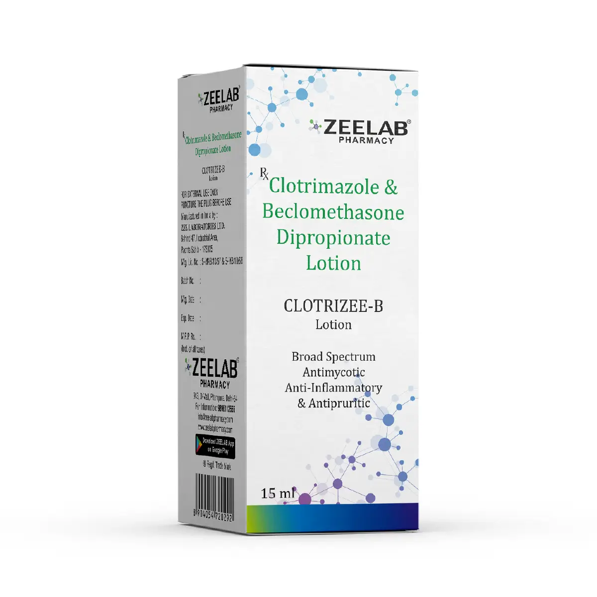 Clotrizee B Antifungal Lotion 15 ml | Treats Fungal Skin Infections & Itching