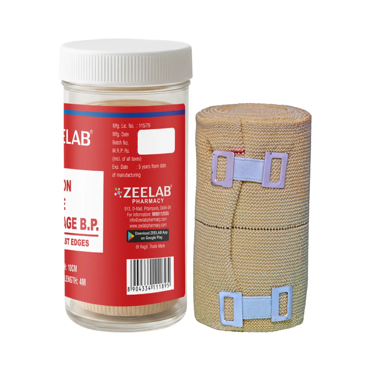 Cotton Crepe Bandage (4m x 10cm) for Muscle Support Joint Pain Relief