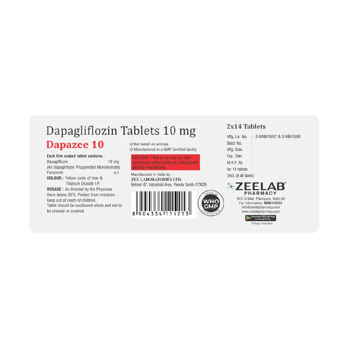 Dapazee 10 Antidiabetic Tablet