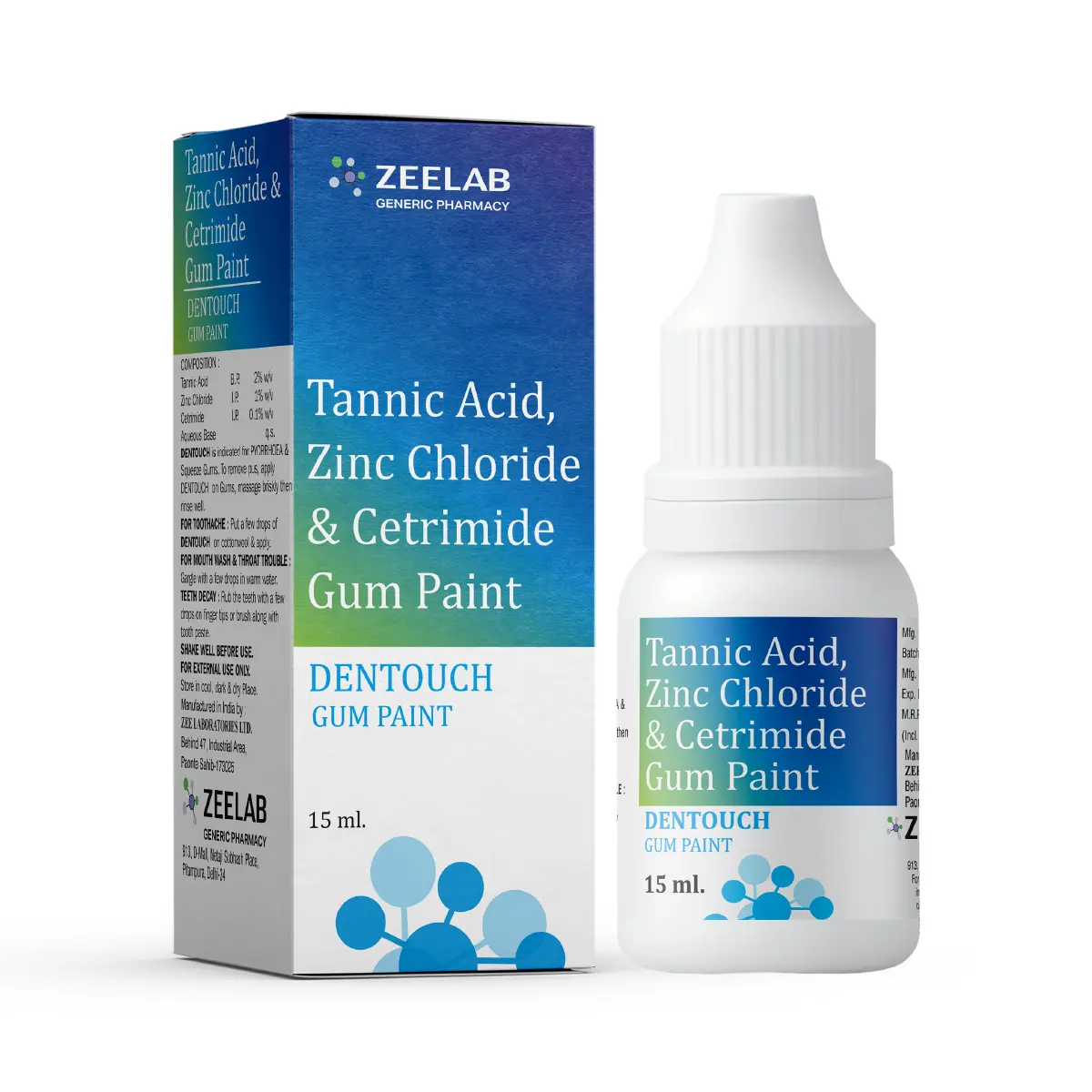 Dentouch Gum Paint 15ml | Tannic Acid, Zinc Chloride & Cetrimide | Gum Care