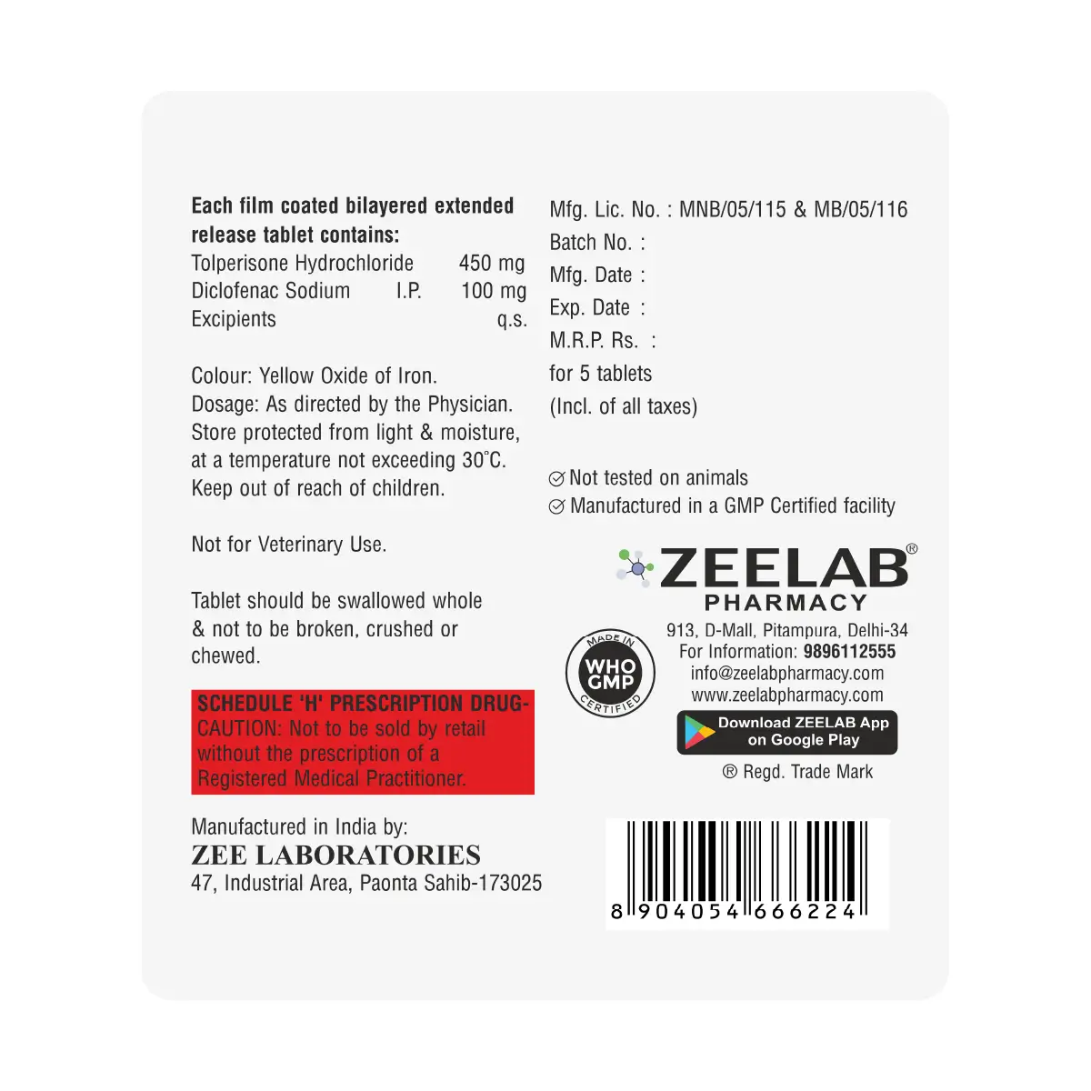 Dicamol TSR 450/100 Tablet