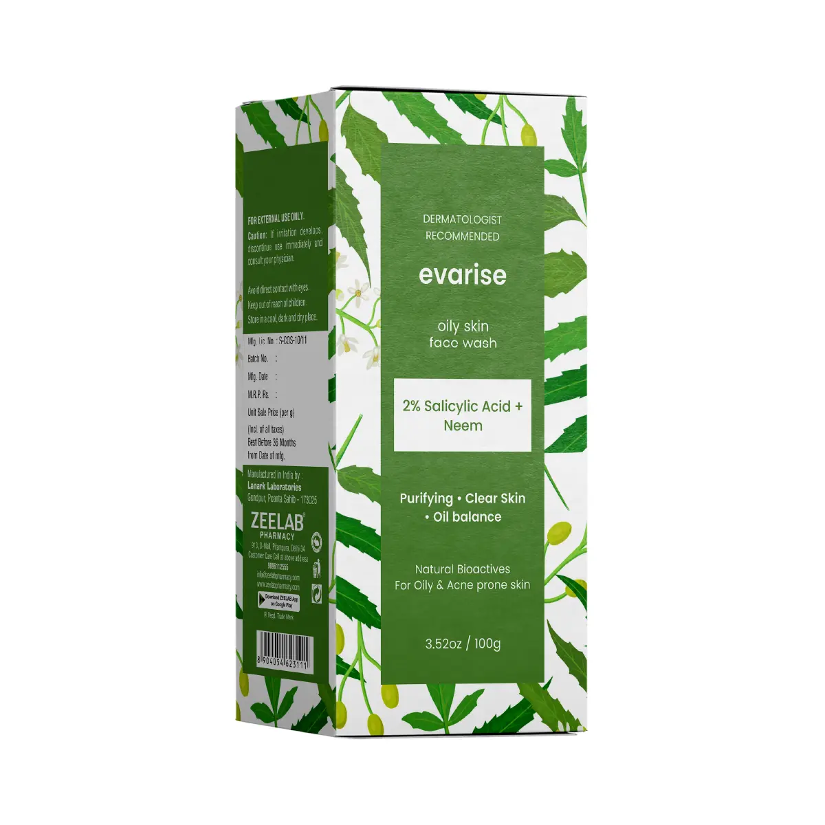 Evarise Neem Salicylic Acid 2% Face Wash 100gm | Acne & Oily Skin Care Face Wash