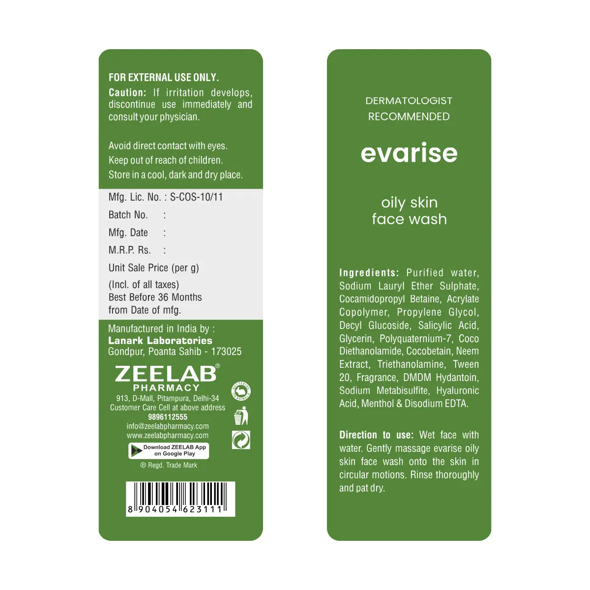 Evarise Neem Salicylic Acid 2% Face Wash 100gm